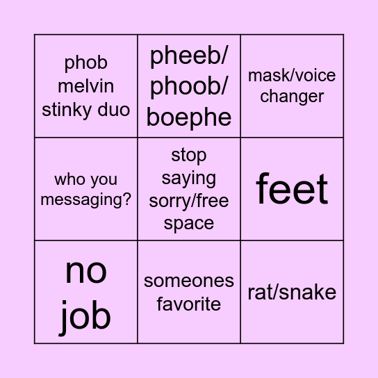 abuse Bingo Card