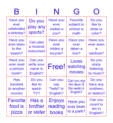 SmallTalk Bingo Card