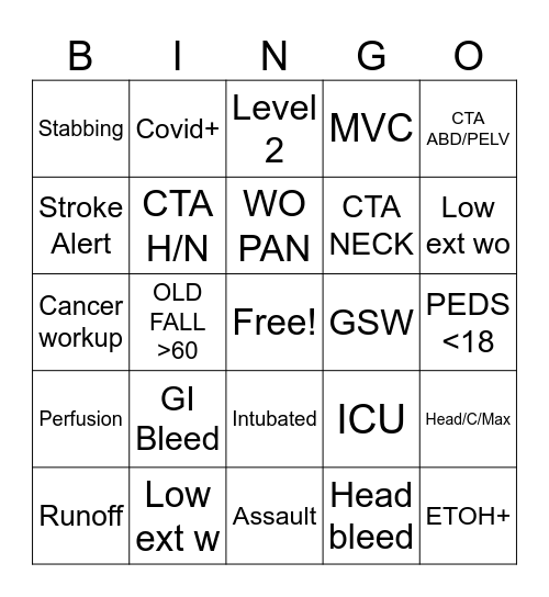 CT Bingo Card