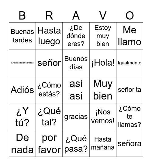 Los Saludos Bingo Card