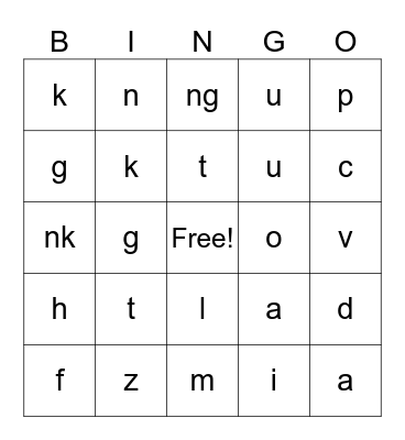 Phonics Set 1 Bingo Card