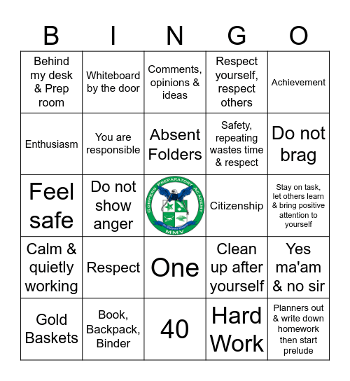 Culture & Non-Negotables Bingo Card