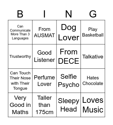 Human Bingo Card