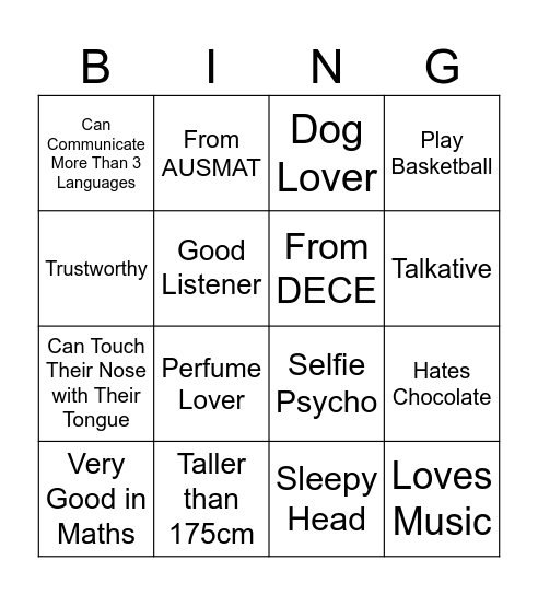 Human Bingo Card