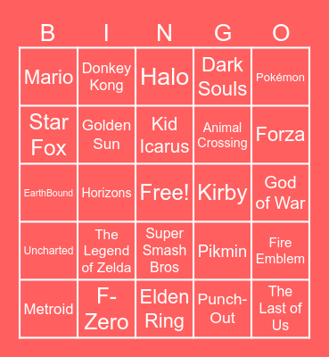 Video Games! Bingo Card