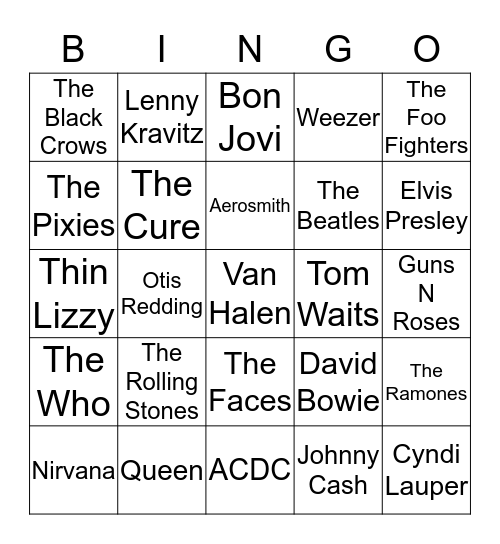 ROUND 1: Various (Identify the ARTIST) Bingo Card