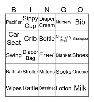 Rumneek's Baby Shower Bingo Card