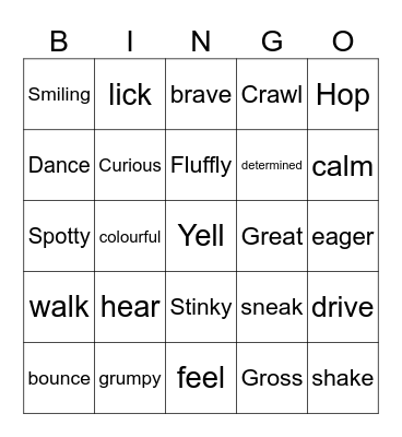 Verb or Adjective ? Bingo Card