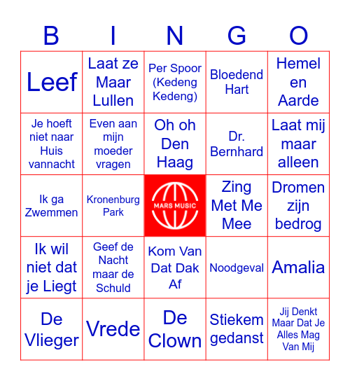 HOLLANDSE HITS Bingo Card