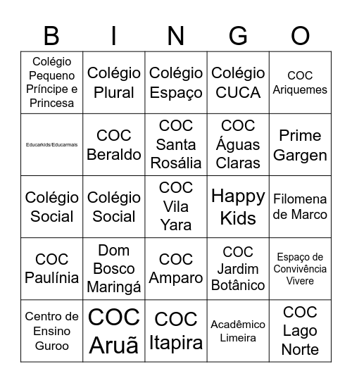 PGS Journey Bingo Card