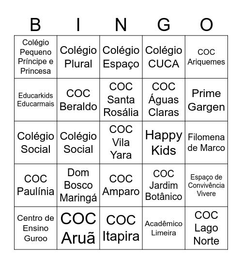 PGS Journey Bingo Card