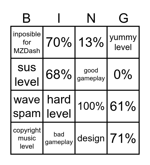 gd bingo rule Bingo Card