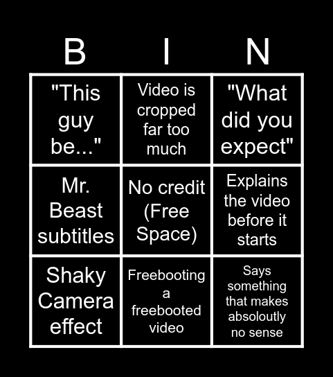 Sssniperwolf Bbbingo Card