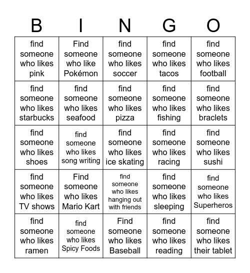 Find Someone Bingo Card