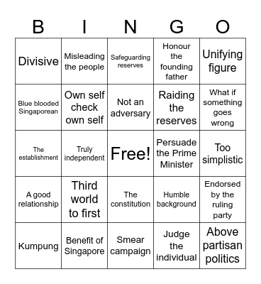 PE debate 2023 Bingo Card
