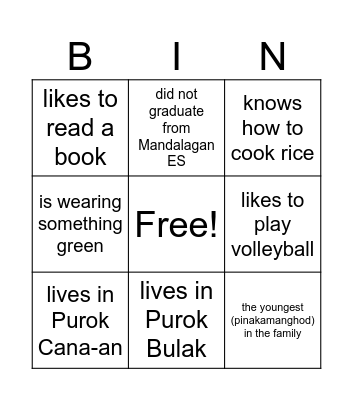 Getting to know YOU Bingo Card