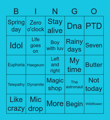 @_ktholic Bingo Card