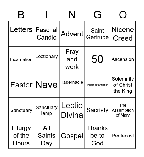 Theology 10 - Mixed Review Bingo Card