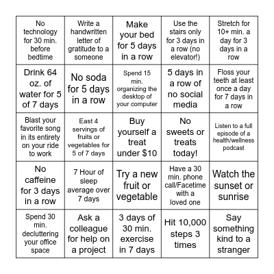 Beta Wellness - Level 1 Bingo Card