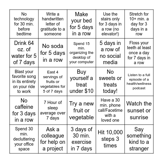 Beta Wellness - Level 1 Bingo Card