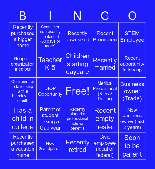 LIAM Bingo Card