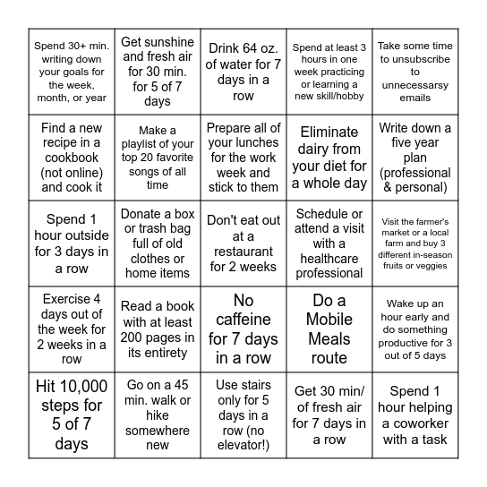Beta Wellness - Level 2 Bingo Card
