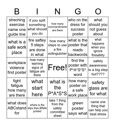 safety bingo Card