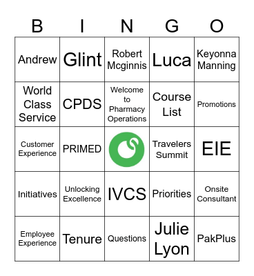 Pharm Ops Bingo Card