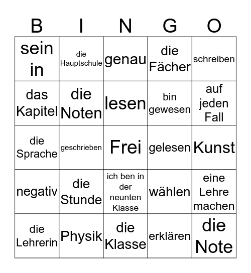 An die Arbeit Bingo Card