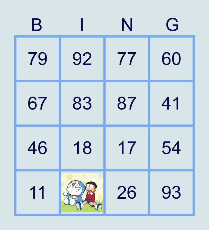 suuji Bingo Card