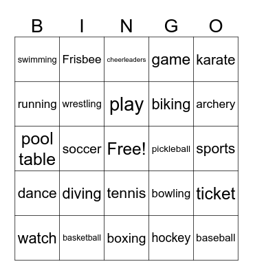 sports Bingo Card