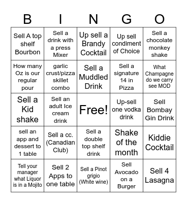 Cornerstone Bar Bingo Card