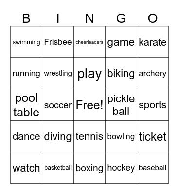 Sports Bingo Card