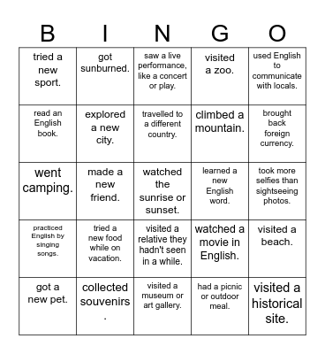 Find someone who ... Bingo Card