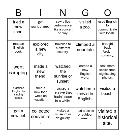 Find someone who ... Bingo Card