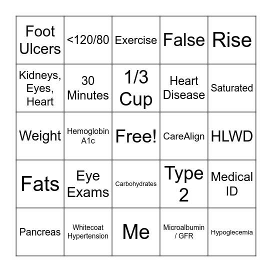 Sugar Rush Bingo Card