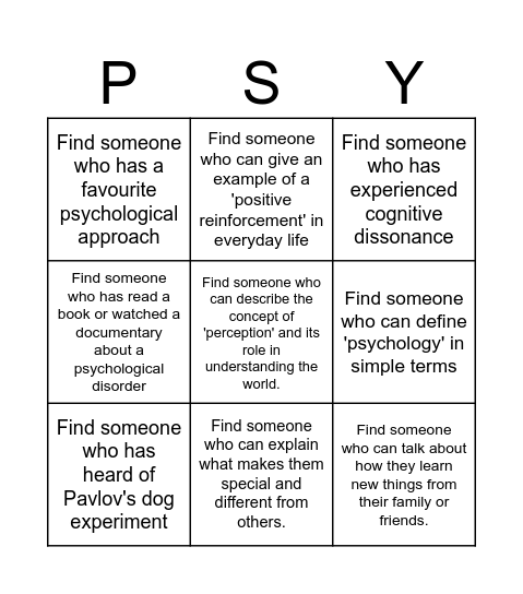 Psychology DP1 Bingo Card