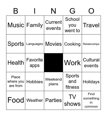 Smalltalk Bingo Card