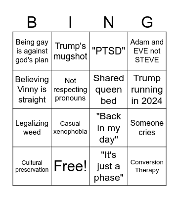 Family Bingo Card
