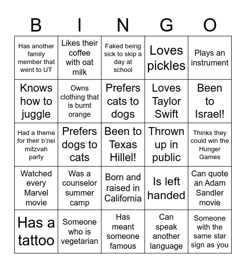 Back to School Bingo! Bingo Card