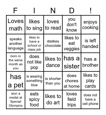 Find someone who... Bingo Card