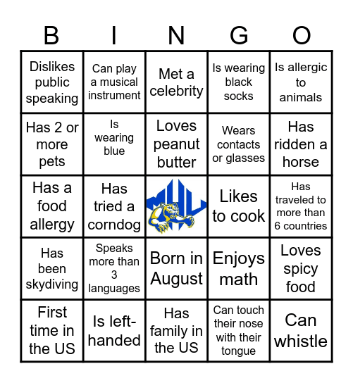 International Student Bingo! Bingo Card