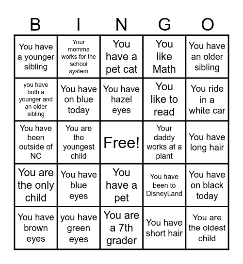 Who are you? Bingo Card