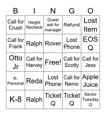 Seabreeze Bingo Card