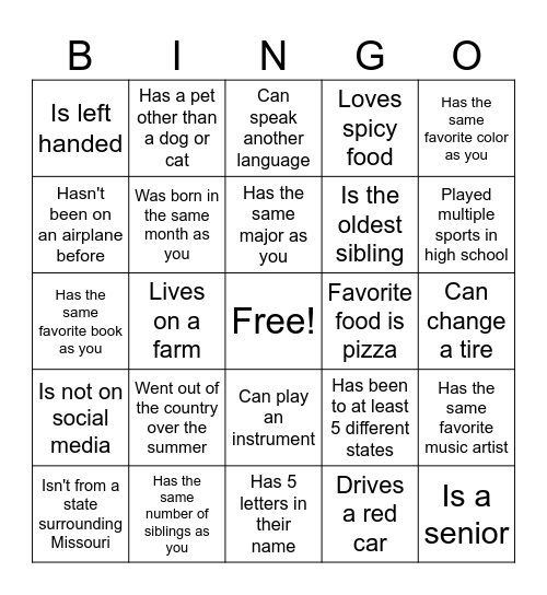 Find someone who.. Bingo Card