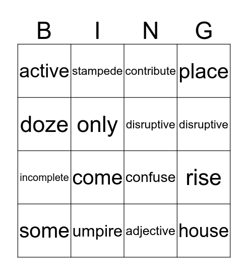 Guppies Guided Reading  Bingo Card