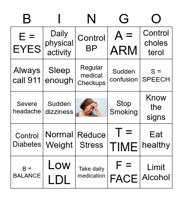 stroke Bingo Card