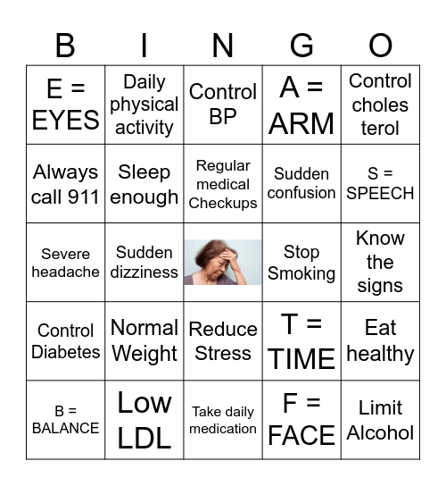 stroke Bingo Card