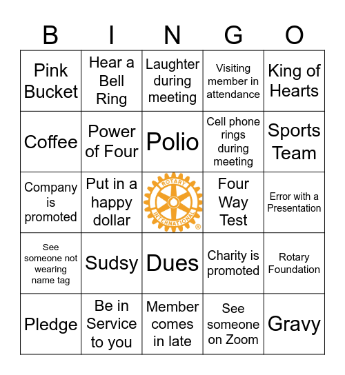 Camdenton Rotary Bingo Card