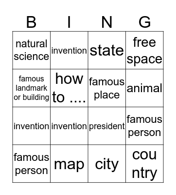 Encyclopedia Bingo Card